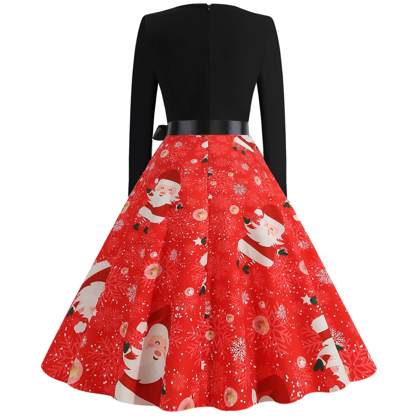 Cocktail Dresses For Women Wedding Guest Fashion Christmas Womenss Bowknot A Line Flare Vintage Dress Prom Swing Long Sleeve Printing Xmas Party Dress Lapel Patchwork Sling Dress Mini Dress Walmart Com