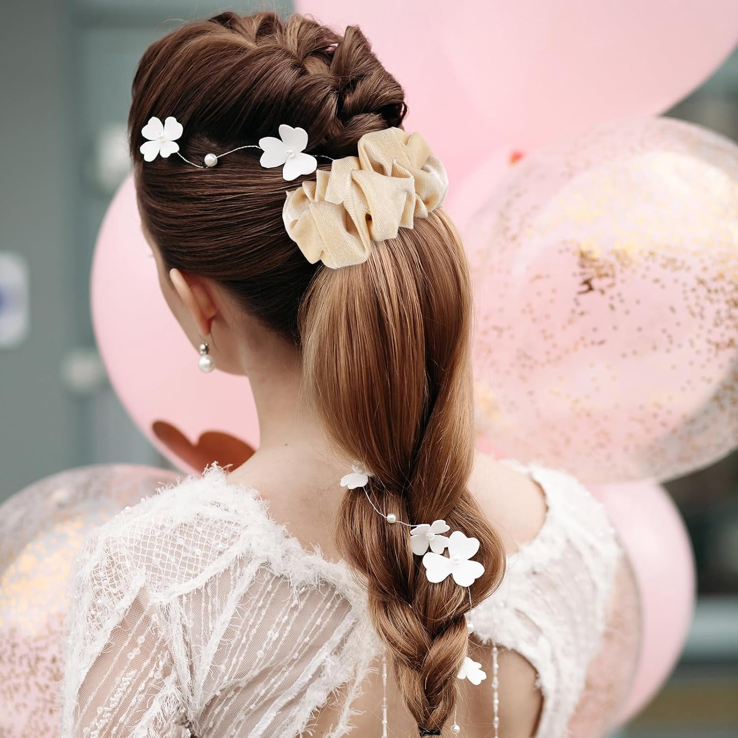 8Pcs Velvet Hair Scrunchies - Elastic Thick Bands in 8 Solid Colors for Women and Girls