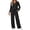 Black, variant on Fantaslook Fall Fashion Two Piece Lounge Sets for Women Henley V Neck Vacation Travel Outfit Casual Wide Leg Pants Matching Sets Women Clothing