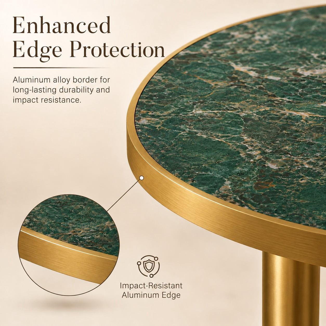 Aukfa 31.5" Round Sintered Stone Dining Table for 2-4, Kitchen Table Tulip Table with Gold Pedestal Base for Bistro Small Apartment,Jade Green Marble