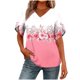 thumbnail image 3 of TaTaai Women's Summer V-Neck Blouse Short Sleeve Ruffle Printed Loose Fit Casual Chic Top Daily Work Party Weekend Vacation Gift, 3 of 7