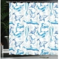 thumbnail image 4 of Ambesonne Ocean Life Shower Curtain, Sketch of Dolphins, 69"Wx84"L, Turquoise White, 4 of 5