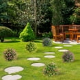 thumbnail image 6 of 2PCS Artificial Boxwood Topiary Ball Trees with Gypsophila Flowers for Outdoor with Ground Spike 21", Summer UV Resistant Faux Greenery Shrubs, Fake Plants for Garden, Yard, Porch, Patio Decor, 6 of 9