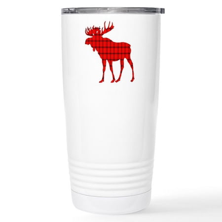 CafePress - Moose: Rustic Red Plaid Travel Mug - Insulated Stainless Steel Travel Tumbler 20 oz.