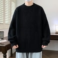 thumbnail image 2 of SERTG Men's Plush Round Neck Sweater Fall Winter Warm Soft Long Sleeve Pullover Fashion Knitwear Men's Sweater Men's Sweaters Lightweight(Black,L), 2 of 7