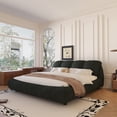 thumbnail image 4 of King Size Bed Frame, Luxury Upholstered Platform Bed With Comfy Padded Backrest, Oversize Platform Bed Frame With Solid Wood Frame, High Capacity, Suitable For Multiple Heights of Mattresses,Black, 4 of 6