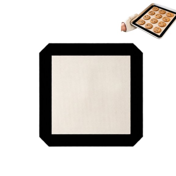 Silicone Fiberglass Baking Mat, Non Stick Heat Resistant Oven Liner 8.3x8.3 Inch (21x21cm) Black, Reusable Dishwasher Safe Baking Tray Liner for Oven Cooking