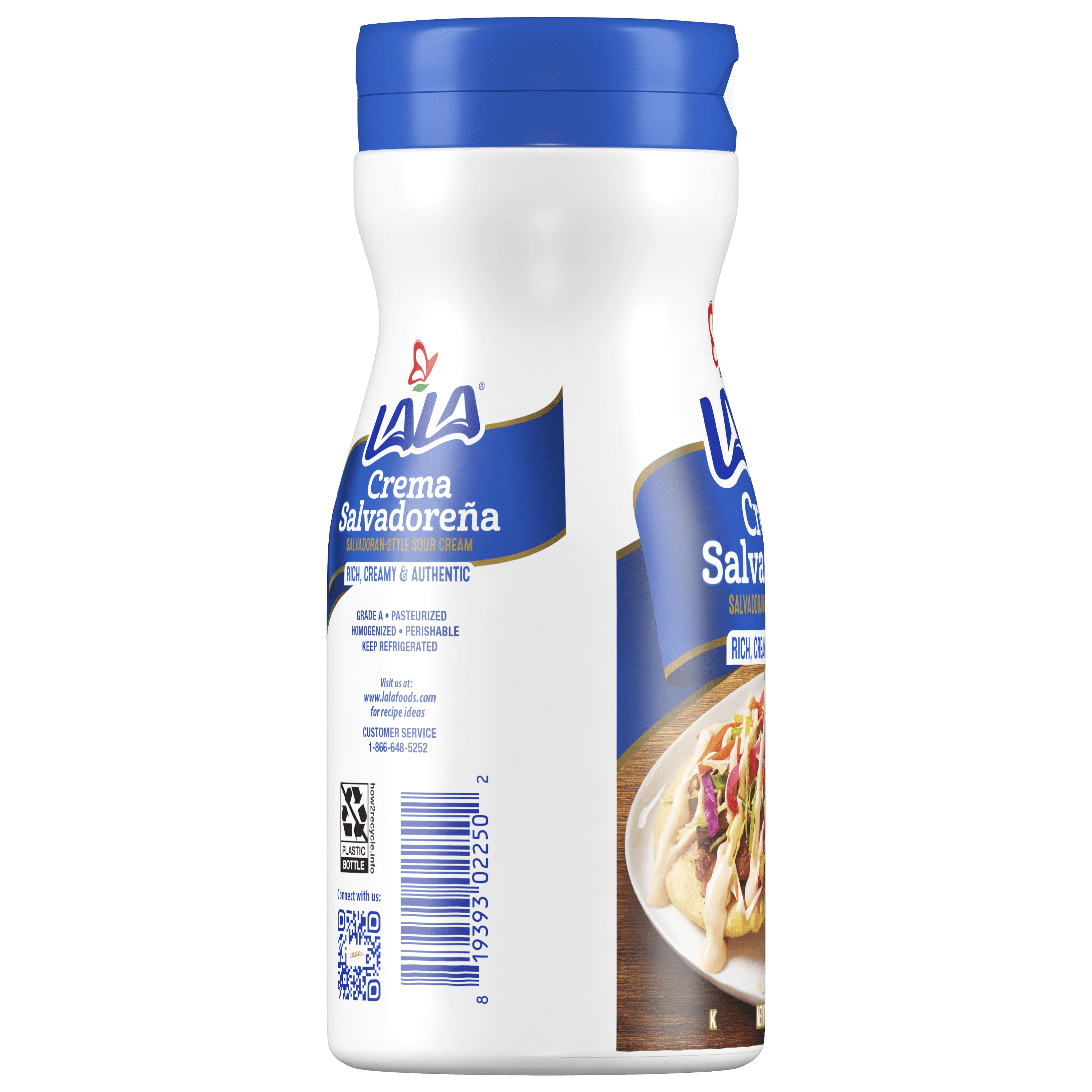 LALA Salvadorian Crema Refrigerated Pourable Sour Cream Topping, 15 oz ​Tub