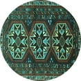 thumbnail image 1 of Ahgly Company Machine Washable Indoor Round Persian Turquoise Blue Traditional Area Rugs, 8' Round, 1 of 4