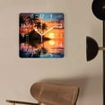 thumbnail image 4 of 14 Inch Wall Clock Battery Operated Square Clock Decorative for Office, Kitchen, Outdoor, Living Room，Paradise Beach Sunset Tropical Palm Trees Elegant Design, 4 of 4