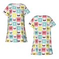 thumbnail image 5 of Salouo Cute French Bulldog Print Short Sleeve Sleepshirt for Womens Comfy Nightgown Scoopneck Cute Nightdress Ruffle -Medium, 5 of 7