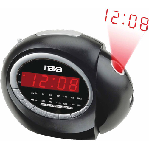 NEW NAXA NRC162 Wall Projection Digital Alarm Clock With AM/FM Radio