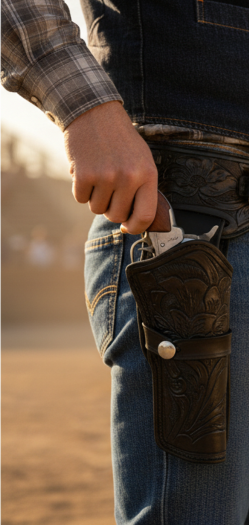 TJAYZ Western Drop Loop Leather Gun Belt and Holster, Right Hand, 44/45 Caliber, BLACK 44"