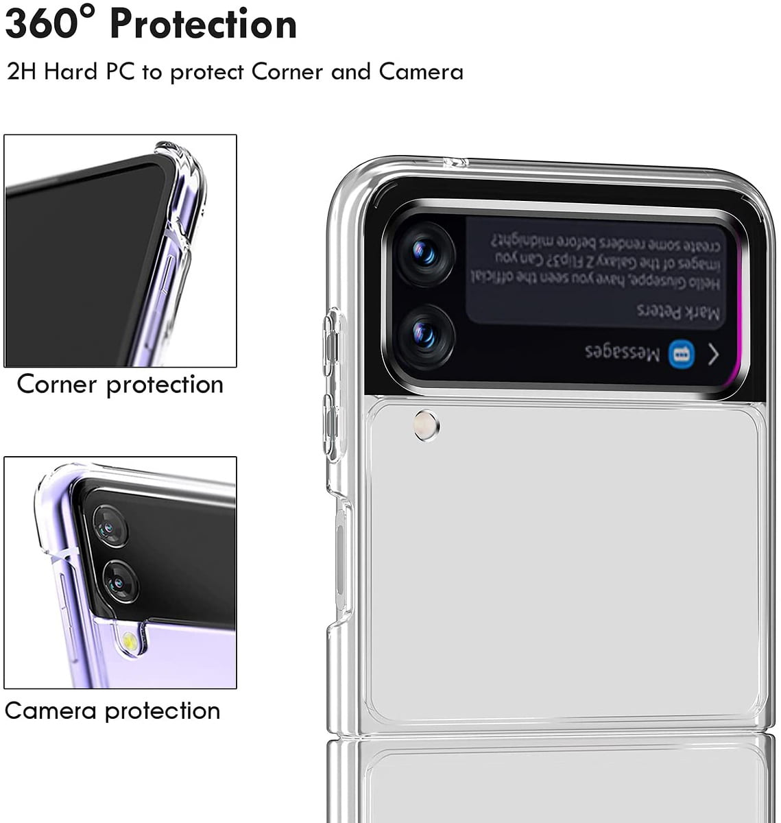 VEGO for Galaxy Z Flip 4 Case, Samsung Z Flip 4 Case Clear Premium Spray  Paint Bumper Reinforced Corner Anti-Scratch Shockproof Cover Case for  Samsung