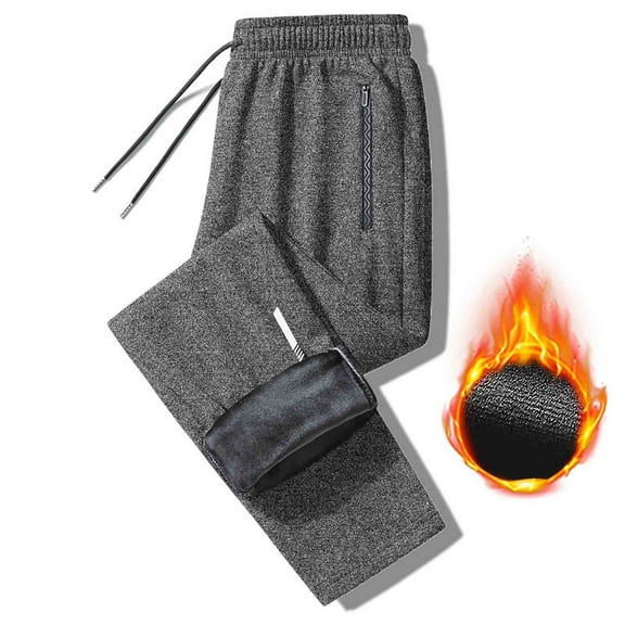 BiZtdJrK Thick Sweatpants for Men Big and Tall Fleece Lined Warm Winter Joggers Drawstring Elastic Waist Athletic Pant with Zipper Pockets Gray#2 XXXXL