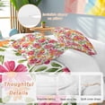 thumbnail image 2 of 3 Piece Pink Orange Floral Duvet Cover Set California King,Microfiber Comforter/Quilt Cover with Corner Ties and 2 Pillowcases,Spring Blossom Botanical Flowers All Season Bedding with Zipper Closure, 2 of 8