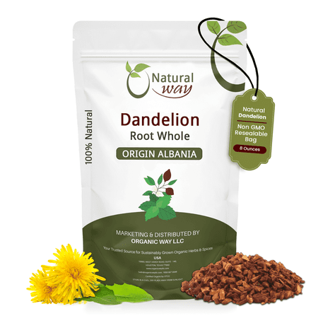 Natural Way Dandelion Root Whole (Taraxacum officinale) - Herbal Tea | European Wild-Harvest | Kosher Certified | Vegan, Non-GMO & Gluten Free | 100% Raw from Albania (8 Ounce Pack)
