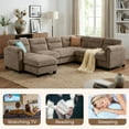 thumbnail image 3 of Bonzy Home Convertible Modular Padded Sectional Sofa Couch with Foam Frame & Ottoman for Living Room - Brown, 3 of 9