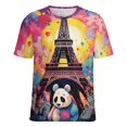 thumbnail image 5 of Funny Cute Panda Women's Short Sleeve T-Shirt Crew Neck Casual Summer Trendy Loose Fit Tops, 5 of 6
