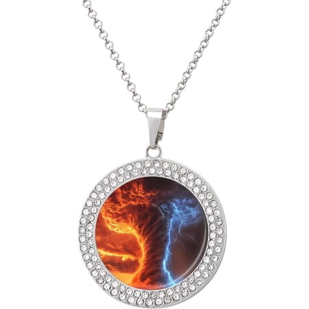 Tornado Thunderstorms Quality Womens Necklaces Inlaid Crystal Round Alloy Pendant Necklace Petite Gift Jewelry[c004]
