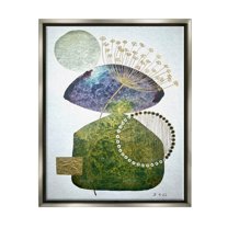 Mossy Botanical Contemporary Nature Abstract Graphic Art Luster Gray Framed Art Print Wall Art