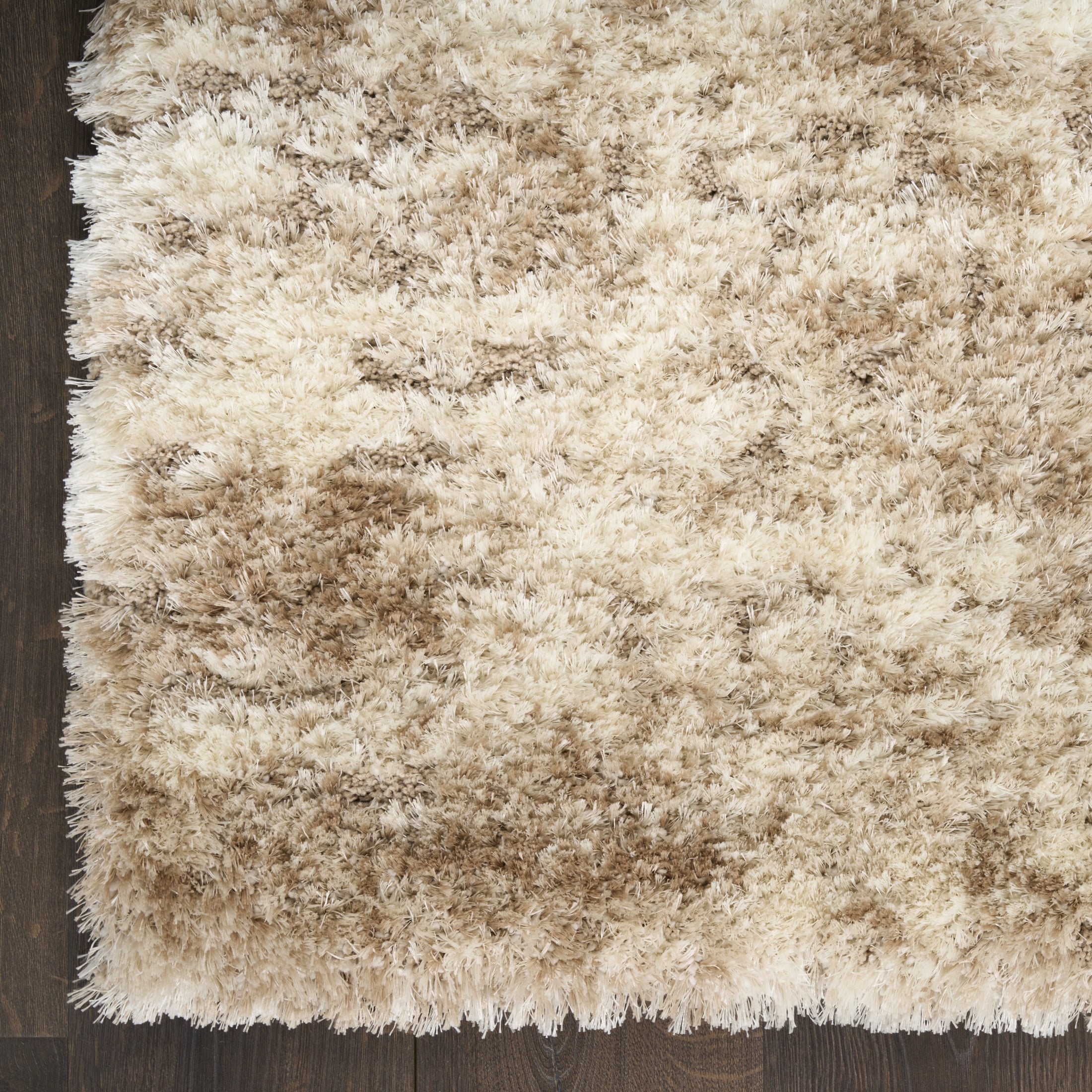 Nourison Luxurious Shag 7'10" x 9'10" Ivory Dark Beige Modern Indoor Rug