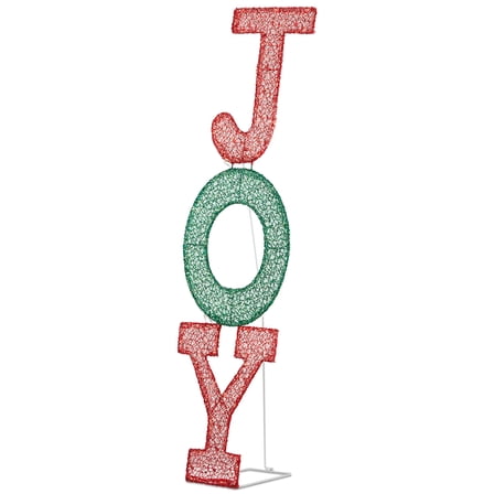 JOY Letter Sign Christmas Lighted Decoration Pre-lit 2D Letter Display with 45 LED Warm White Lights and Stakes for Xmas Outdoor Holiday Indoor Decor Lighted Holiday Displays