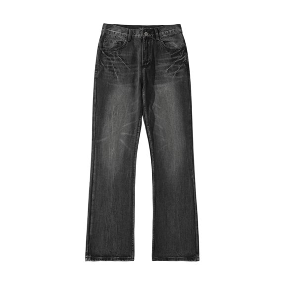 Juslio Men Denim Straight Jeans Casual High Waist Pocket Black Jeans