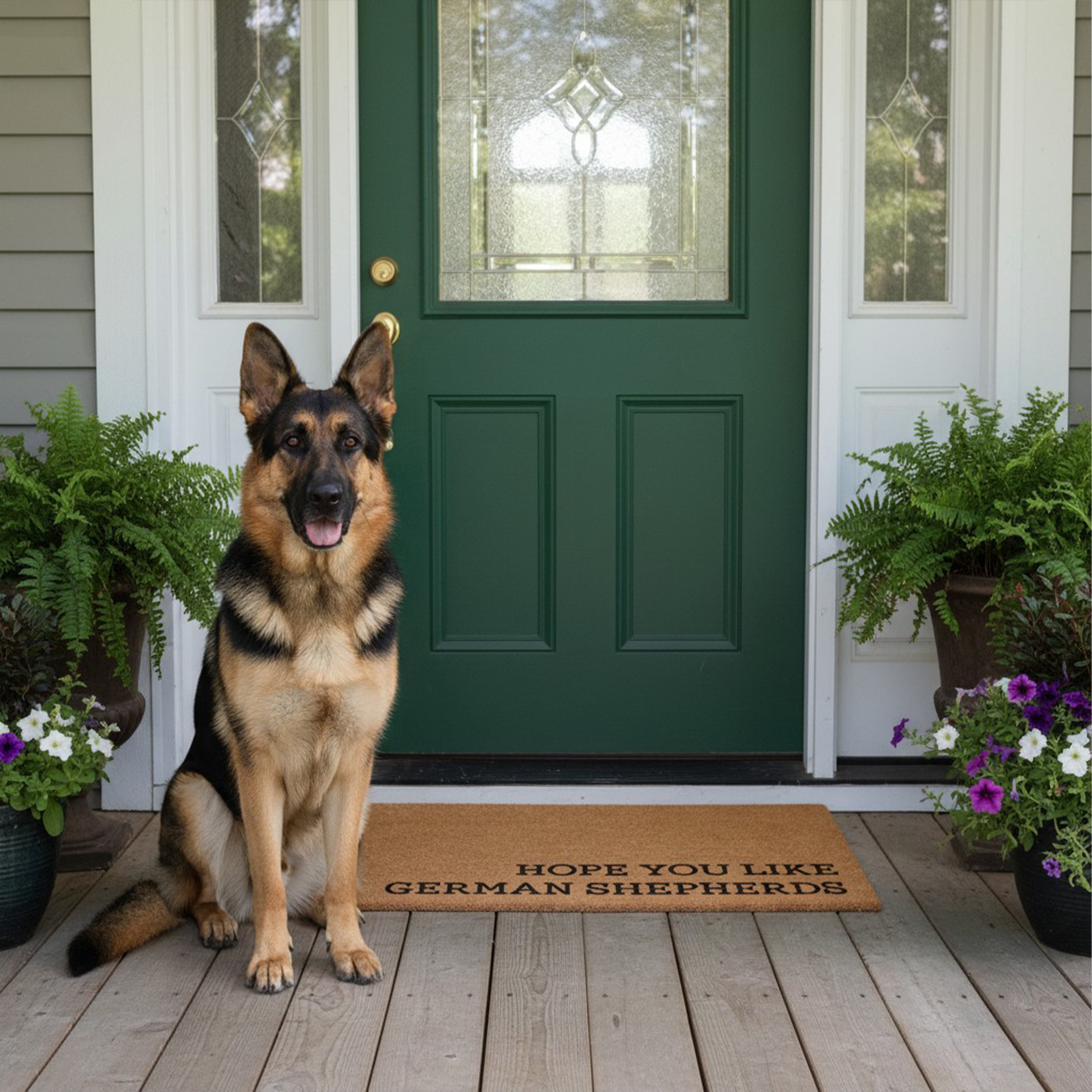 Hope You Like Germen Shepherds Non Slip Vinyl Backing, Front Door Mat, 24"x36"