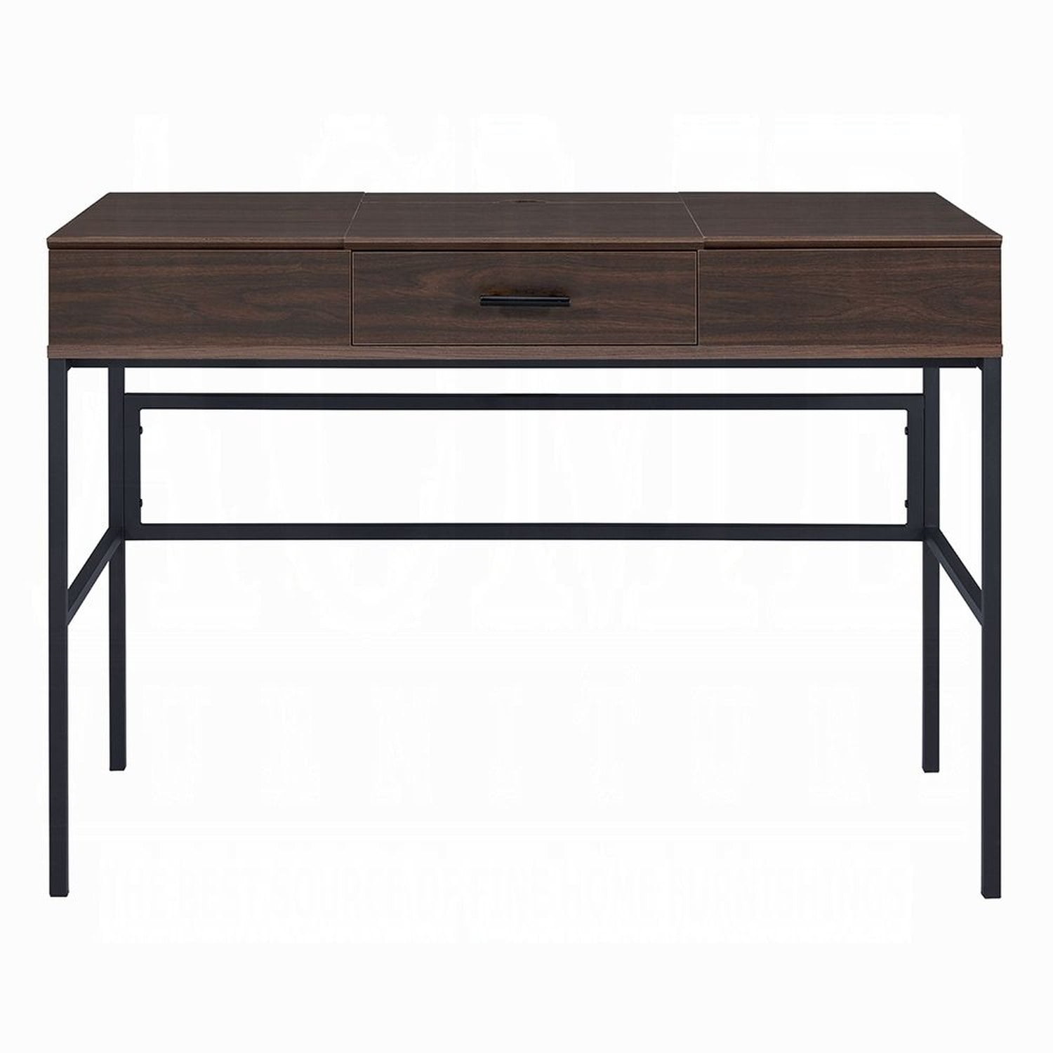 Writing Desk with Built-In USB Port and Plug, 1 Storage Drawer, 3/4 Extension Glide, Rectangular Industrial Office Desk, 42 in