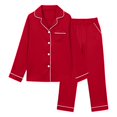 thumbnail image 4 of Kids Satin Pajama Set, 2-Piece Long Sleeve Top and Pants Outfit for Boys & Girls 5-14 Years, Soft Comfortable Sleepwear for Spring Summer Nightwear, Family Matching Loungewear Red, 4 of 4
