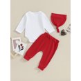 thumbnail image 5 of Elippeo Newborn Baby Boys Valentine's Day Outfit Sets 3M 6M 12M White Long Sleeve Letter Print Romper Red Pants Hat Sets, 5 of 10