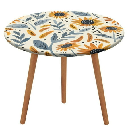 

ZHANGS Playful Sunflower Patch 913 Round Table Cover Stain-Resistant Fitted Tablecloth Oil-Proof Wipeable Elastic Table Cover Waterproof Table Cloth for Halloween Thanksgiving Christmas