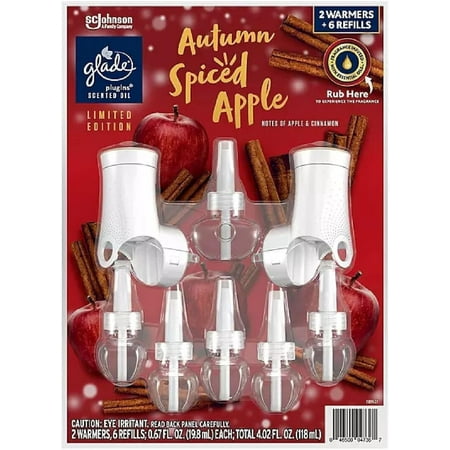 Glade PlugIns Scented Oil 2 Warmers + 6 Refills Autumn Spiced Apple