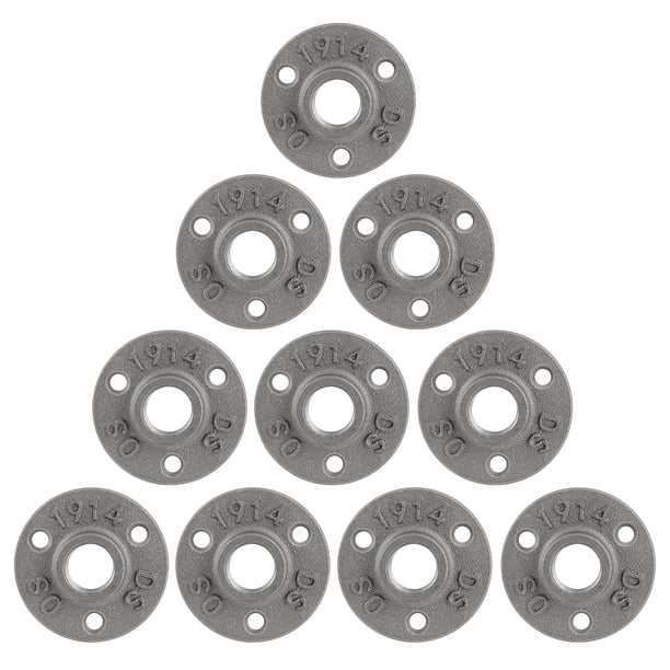 EeaseMX BESTOMZ - 10 accesorios de tubería de hierro fundido maleable negro de 1/2", brida de piso, orificio roscado BSP