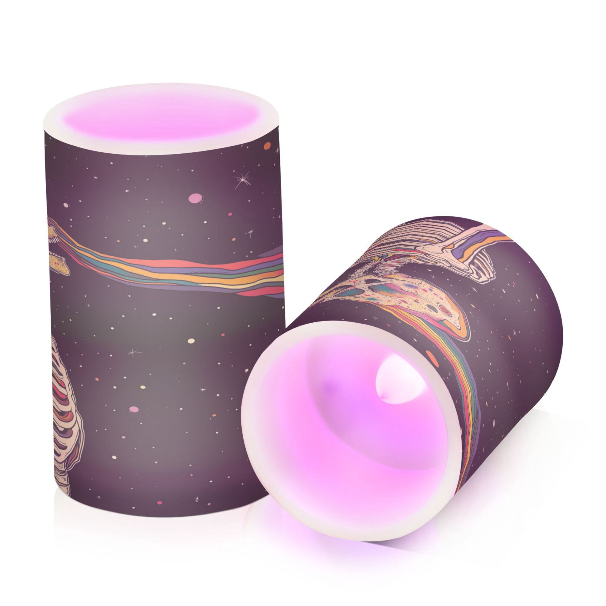 Yayeee Flameless Candles with Remote Flickering Battery Operated Multi Color Changing, Skeleton Stripes