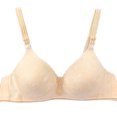thumbnail image 2 of WREESH Push-Up Bra Women No Underwire Bras Printed Gathered Middle Button Breathable Underwear Daily Bra Plunge Bra Underwear Beige, 2 of 6
