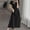 *Black, variant on ClodeEU Women's V Neck Short Sleeve Ruched Waist A Line Midi Dress, Solid Color Casual Formal Wear Black,Women's Plus L
