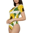 thumbnail image 3 of Picia Sunflowers Womens One Piece Swimsuits Modest Tummy Control Bathing Suits Lace Up Slimming Swim Suit-Large, 3 of 9