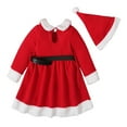 thumbnail image 3 of MEZZALL Toddler Baby Kids Girls Suit Christmas Princess Dress Hat 2PCs Sets Outfits Solid Color Classic Child Outfits Sets, 3 of 9
