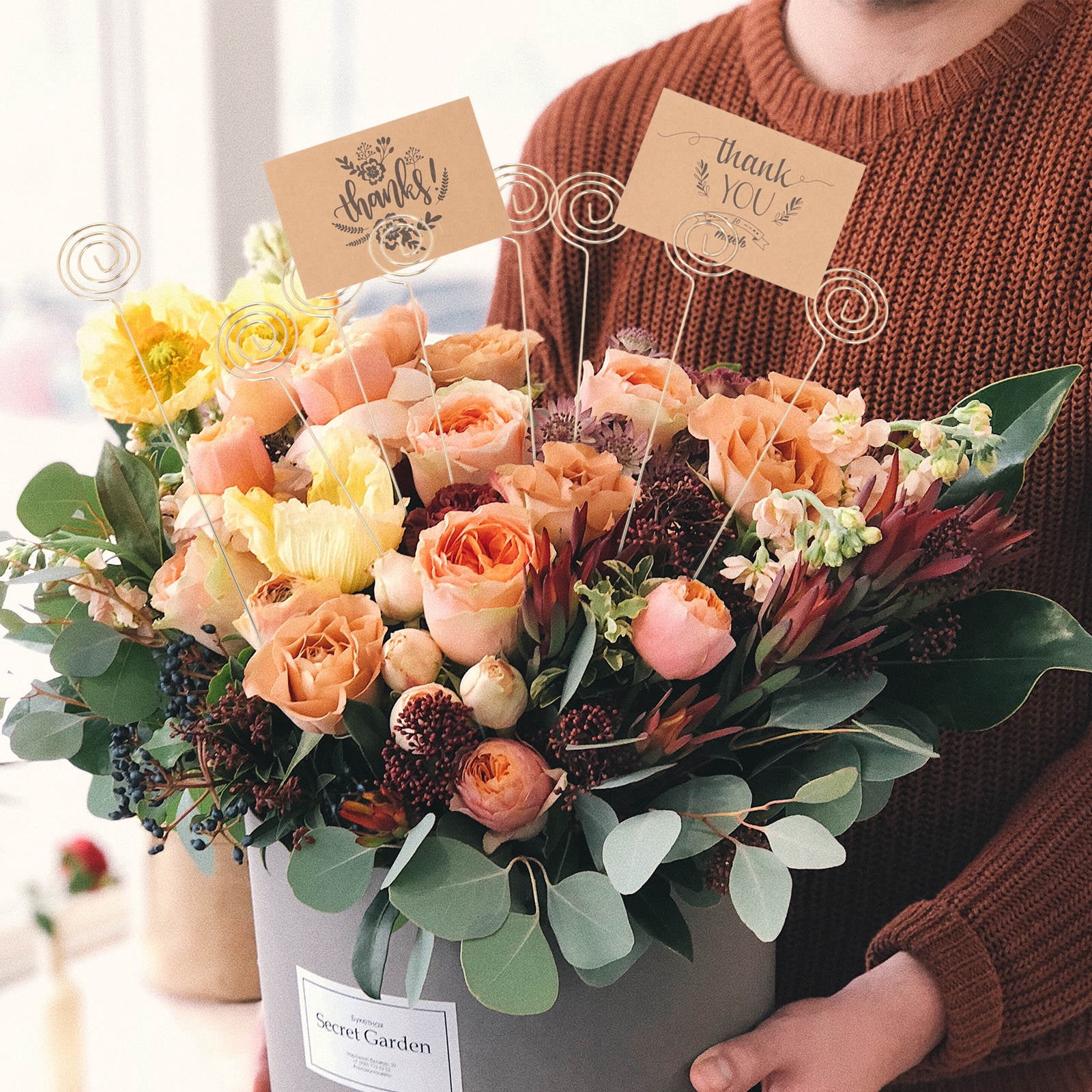 MLINS 120-Piece Flower Place Card Holder Clips for Paper Notes, Memo Cards, and Table Decorations