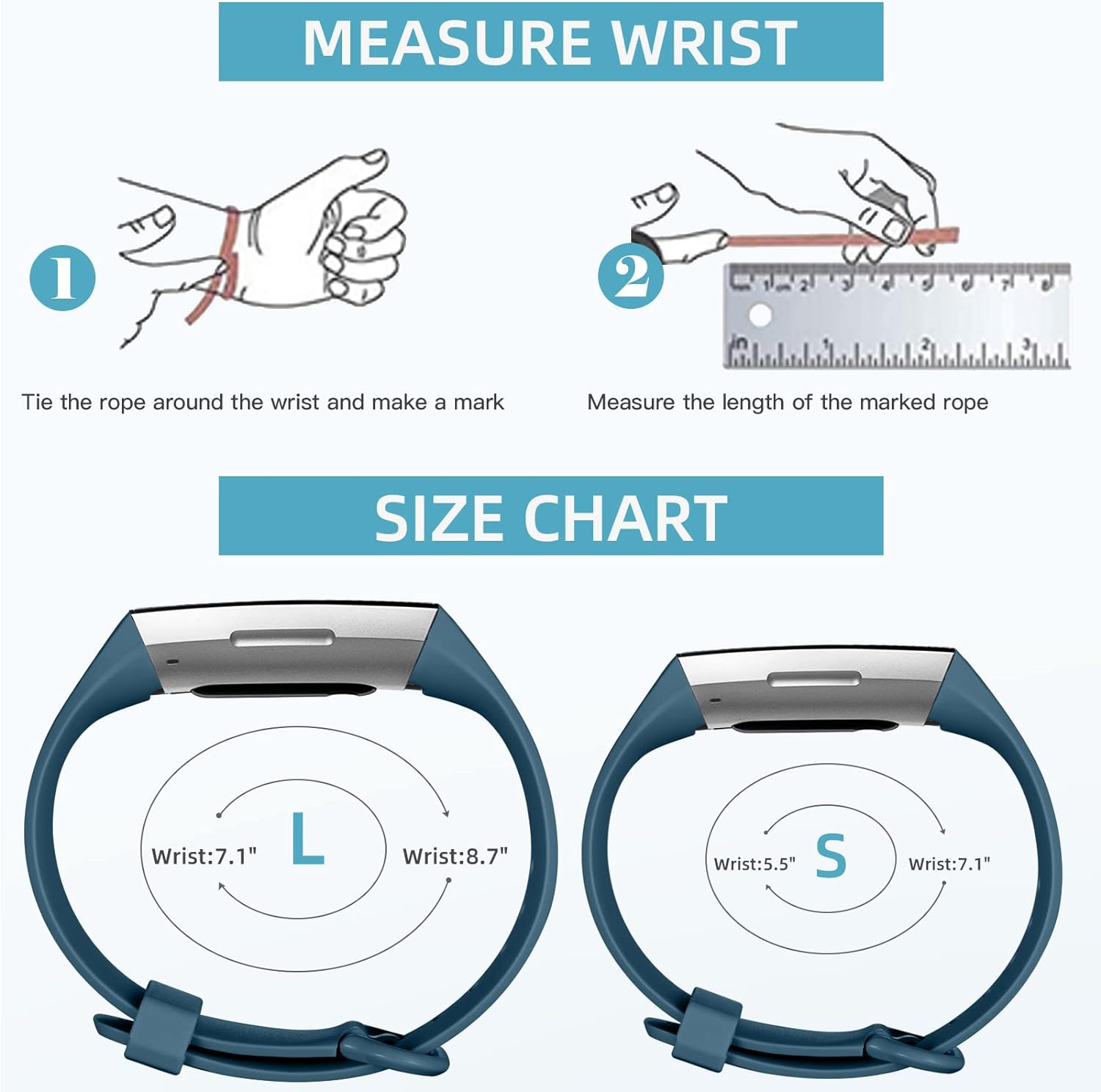 Wepro Waterproof Bands Compatible with Fitbit Charge 4 / Charge 3 / Charge 3 SE for Women Men, 3-Pack, Small, Large/Black/Navy Blue/Blue Gray