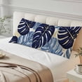 thumbnail image 4 of Blue Palm Leaves Body Pillow Covers, Farmhouse Summer Beige Tropical Plants Soft Throw Pillow Cases with Invisible Zipper, Decorative Pillowcase Pillows Protectors for Sofa Bed Couchair 20"x54", 4 of 9