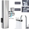 thumbnail image 5 of 3 in 1 Large‑Scale 360° Waterfall Kitchen Faucet Touch‑Controlled Swivel Spout with Extender Zinc Alloy Chrome Finish Modern Sink Faucet for Fruit Vegetable Washing, 5 of 6