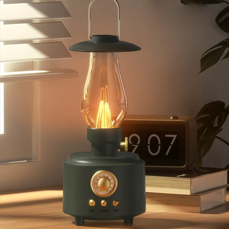 Ke1Clo Kerosene Lamp Bluetooth Audio Vintage FM Wireless Radio Speaker with Night Light 360 Panoramic Sound Outdoor Portable Music Player with USB & TF Card