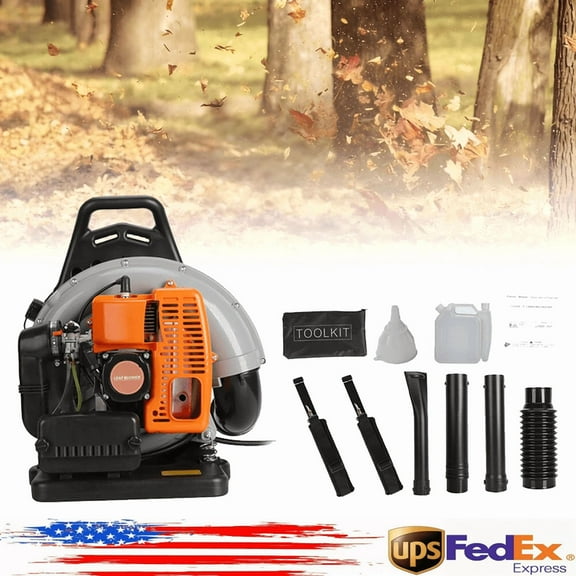 63CC Gas Leaf Blower, 2 Cycle Backpack Leaf Blower, Up to 665CFM and 205MPH , Variable Speed & Cruise Control, Powerful Blowing Force