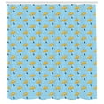 thumbnail image 3 of Umbrella Shower Curtain, Autumn Raining Season Accessory and Big Outline Drops Repetition, Fabric Bathroom Set with Hooks, 69W X 84L Inches Extra Long, Earth Yellow and Sky Blue, by Ambesonne, 3 of 3