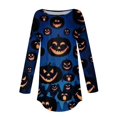 thumbnail image 4 of YVNAURA Fall Halloween Sweatshirts for Women Crewneck Long Sleeve Pullover Cute Pumpkin Bat Graphic Tops Oversized Loose Fit Vintage Spooky Season Shirts Holiday Party WearPink, 4 of 5