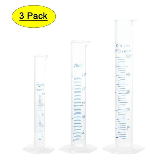 Uxcell 10ml 25ml 50ml Double-Sided Metric Plastic Graduated Cylinder