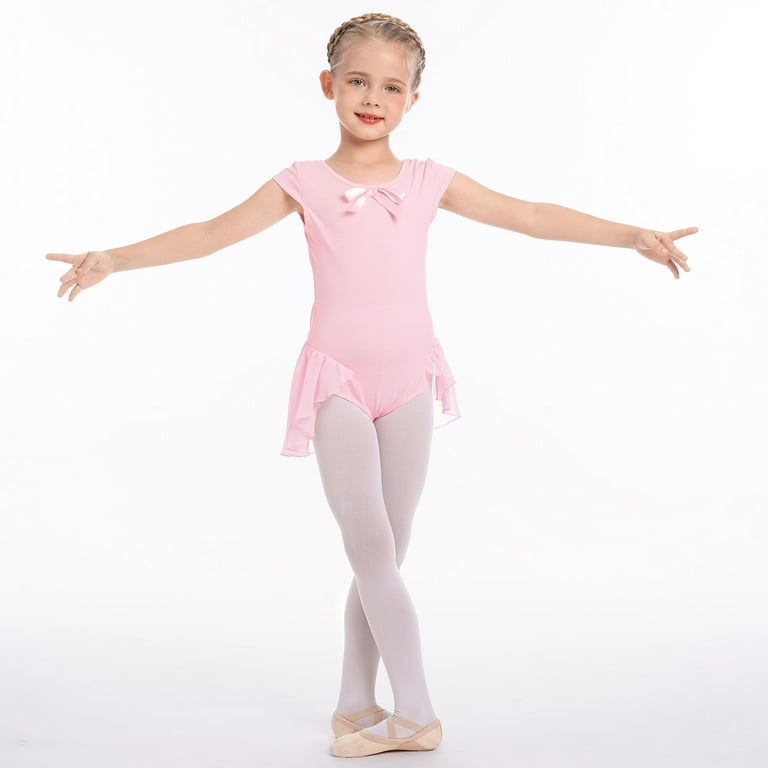 IDOPIP Ballet Leotards for Girls Toddler Kids Cap Sleeve Ballet Dance Dress  Bowknot Chiffon Tutu Skirted Leotard Ballerina Dancewear Gymnastics Ballet  Outfit 